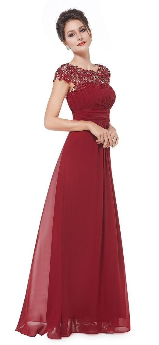 Dame Elegant Maxi Kjole med Blonde Top og Flydende Nederdel