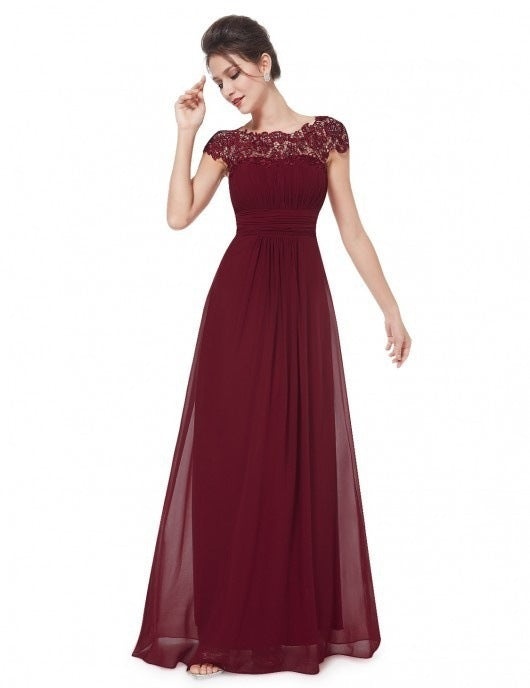 Dame Elegant Maxi Kjole med Blonde Top og Flydende Nederdel