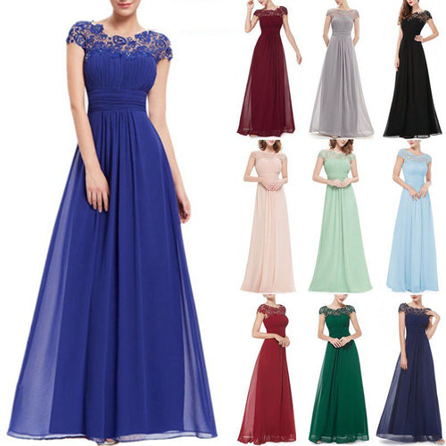 Dame Elegant Maxi Kjole med Blonde Top og Flydende Nederdel