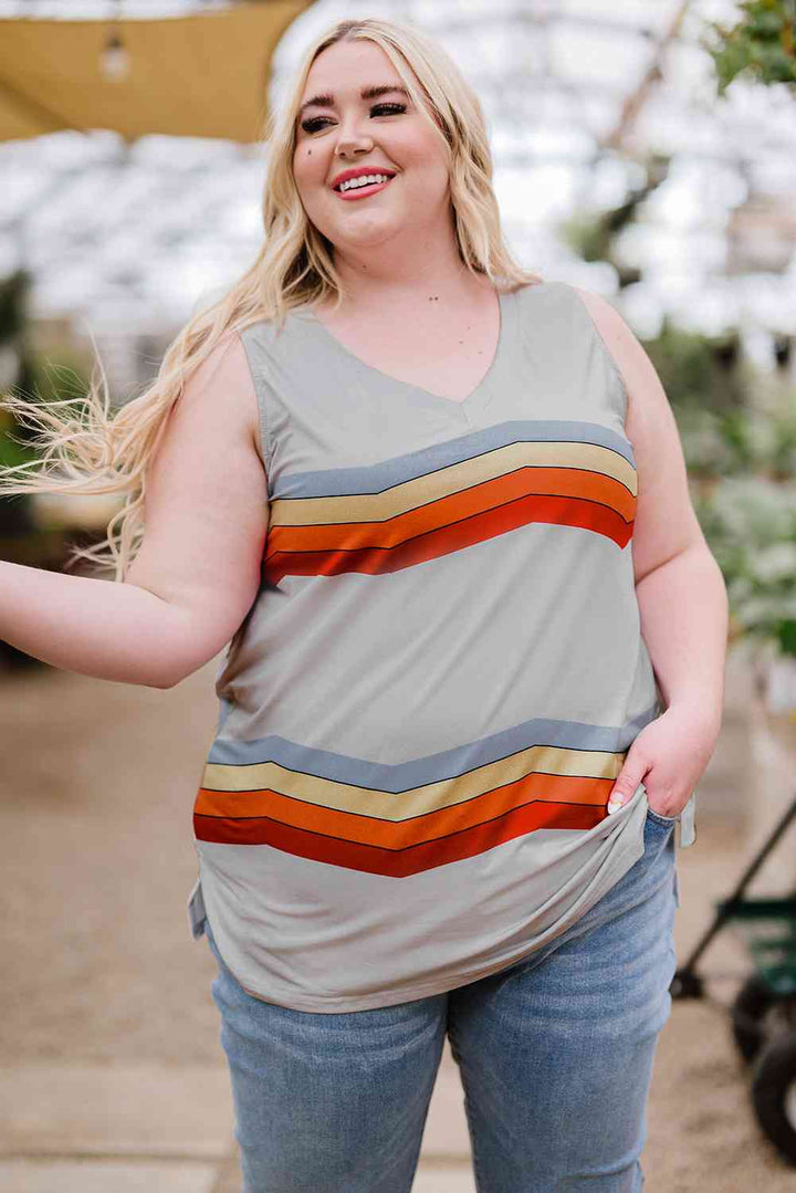 Stilla | Plus Size Printed V-hals Tank