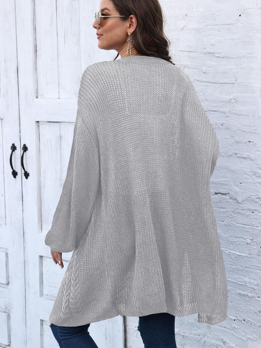 Stilla | Strik Åben Front Langærmet Cardigan