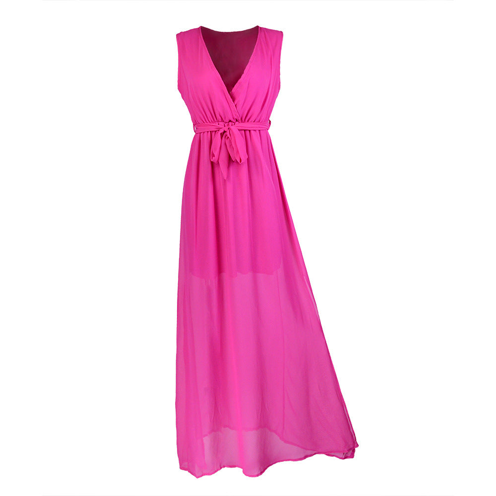 Dame A-linje Chiffon Maxikjole med Bånd Stilla
