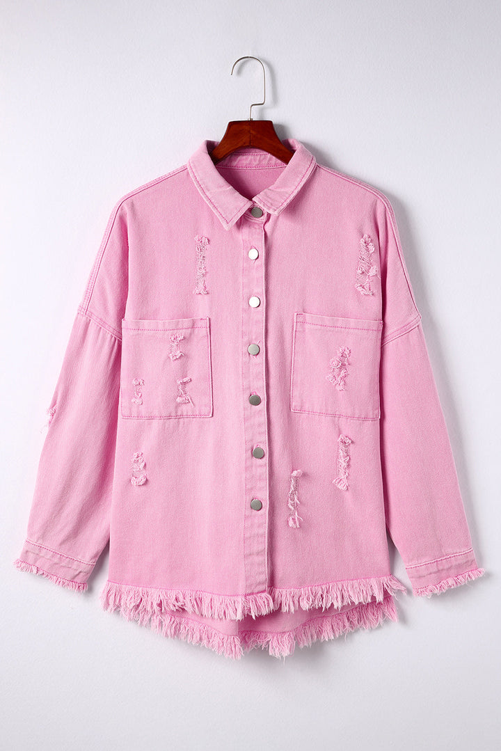 Stilla | Knap-Op Raw Hem Denim Jacket