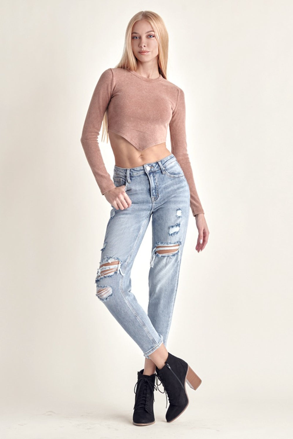 Stilla | Distressed Slim Cropped Jeans