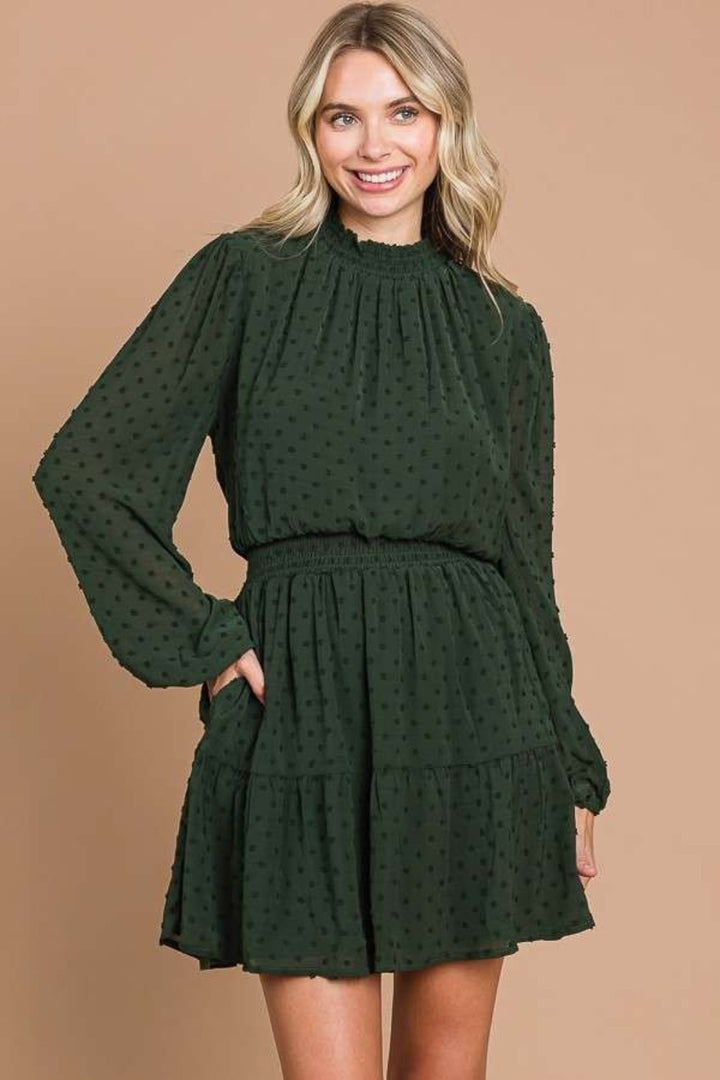 Stilla | Code Swiss Dot Smock Neck Mini Kjole Med Lommer