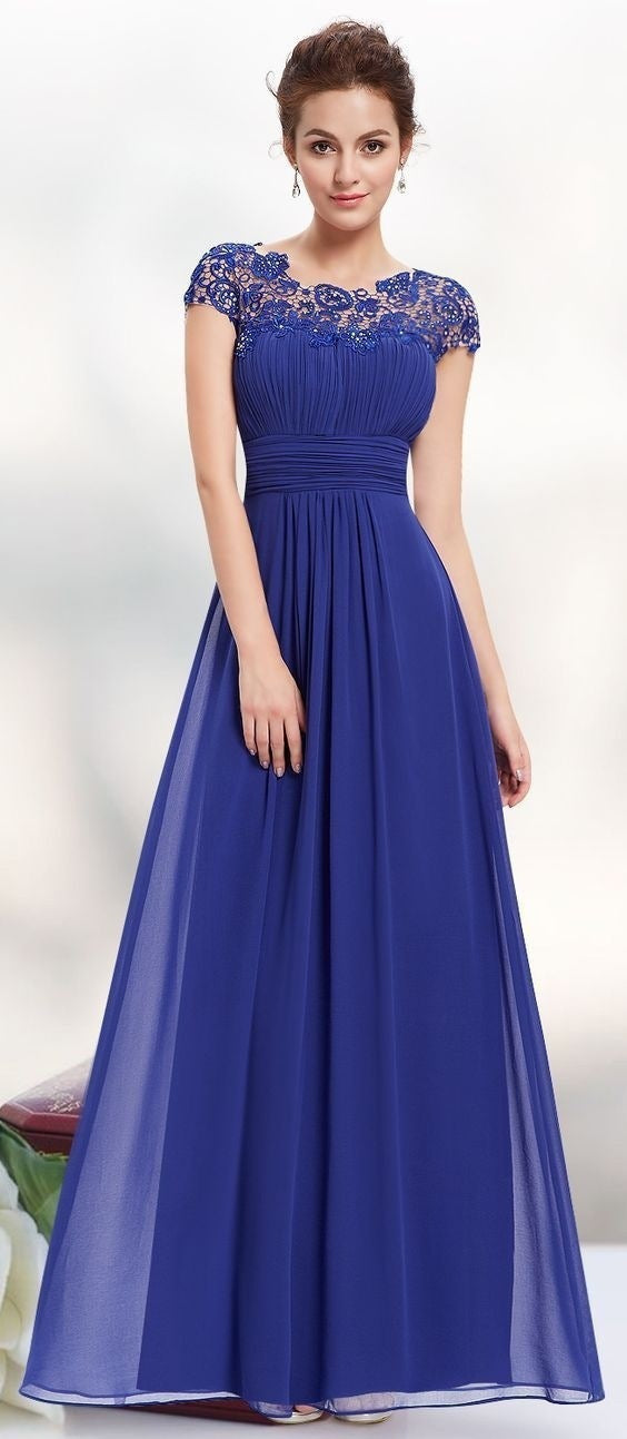 Dame Elegant Maxi Kjole med Blonde Top og Flydende Nederdel