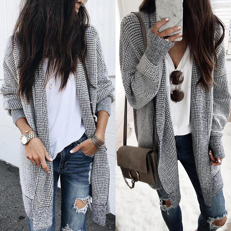 Kvinders cardigan i ternet design med åben front og elegante detaljer Stilla