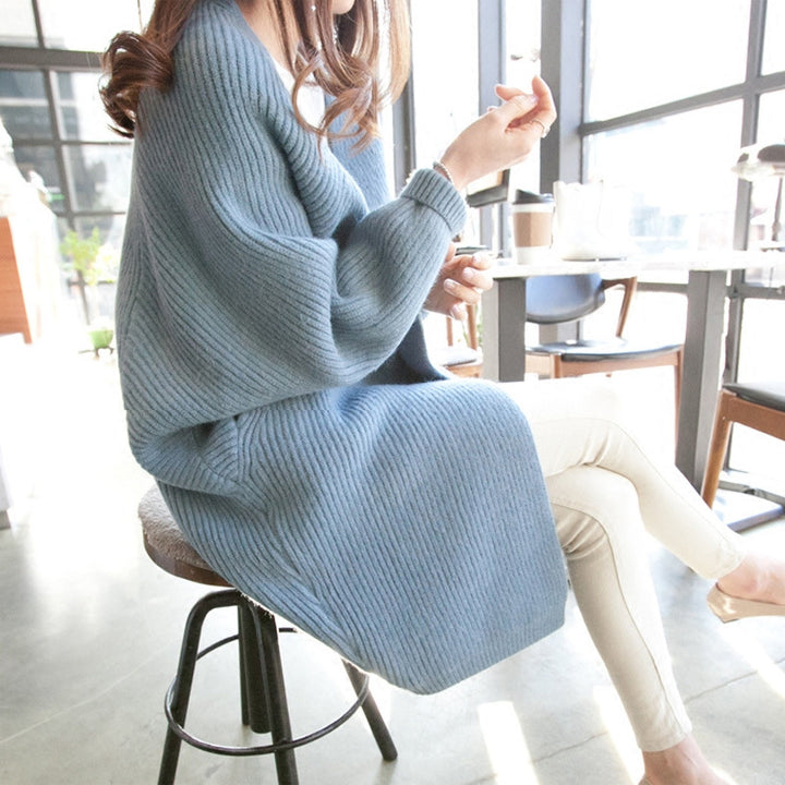 Damer casual lang cardigan med åben front og fint strikket mønster Stilla