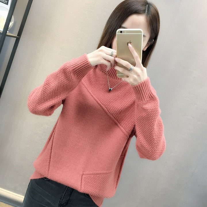 Kvinders hyggelige sweater med tekstureret design og høj krave Stilla