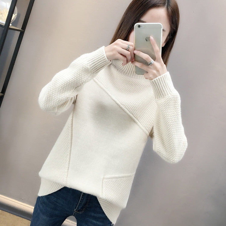 Kvinders hyggelige sweater med tekstureret design og høj krave Stilla