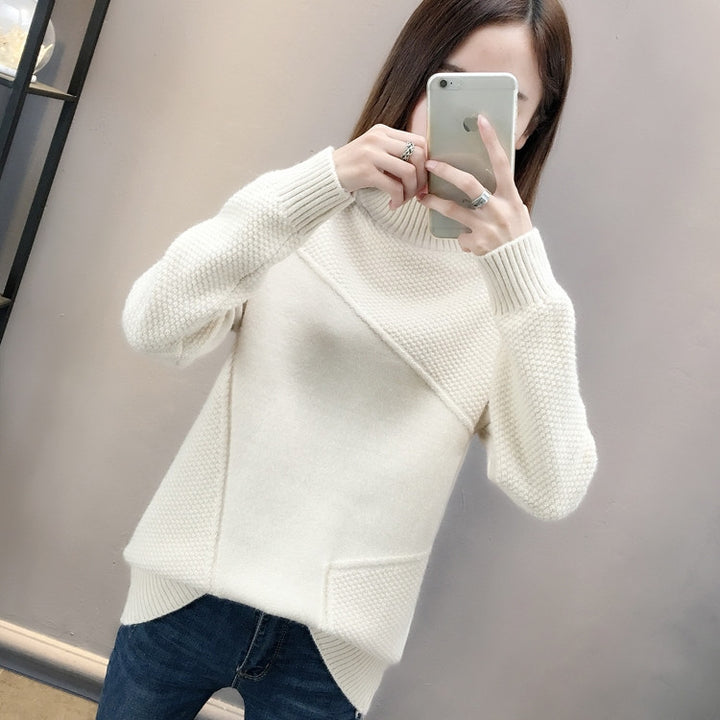 Kvinders hyggelige sweater med tekstureret design og høj krave Stilla