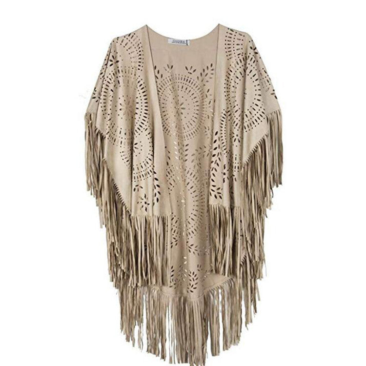 Kvinder Bohemian Frynse Kimono Jakke Stilla