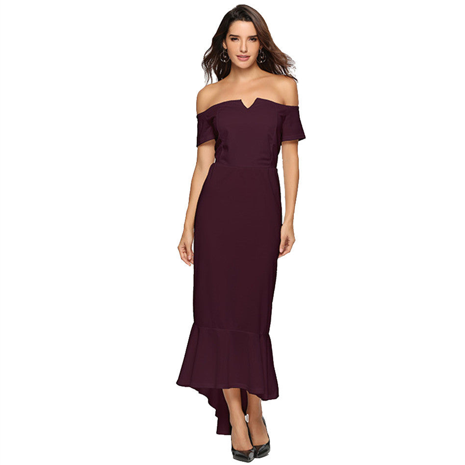 Dame Off-Shoulder High-Low Kjole Stilla