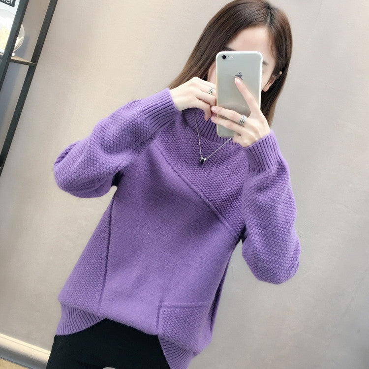 Kvinders hyggelige sweater med tekstureret design og høj krave Stilla