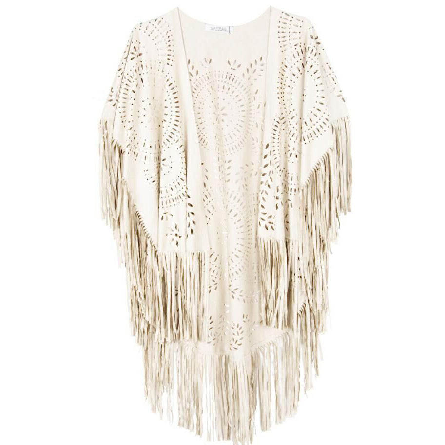 Kvinder Bohemian Frynse Kimono Jakke Stilla