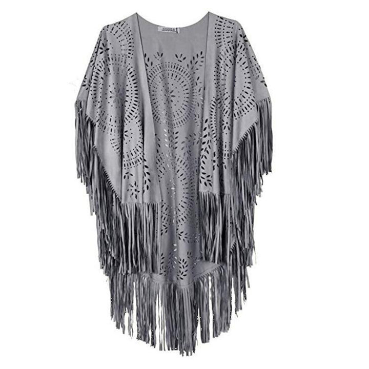 Kvinder Bohemian Frynse Kimono Jakke Stilla