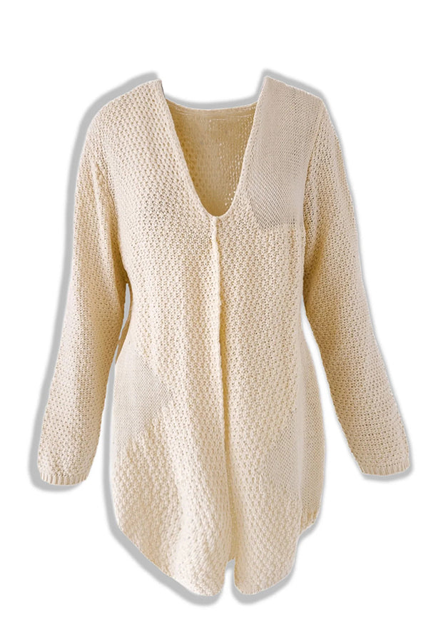 Stilla | Cozy Strikket Mellemlang Cardigan med Lange Ærmer
