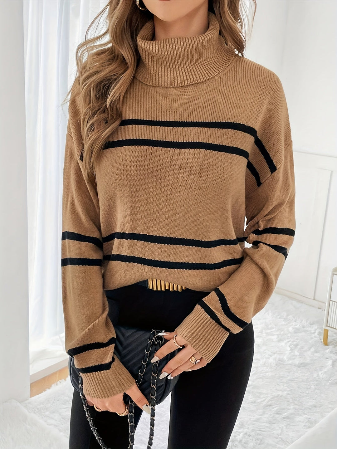 Stilla | Stribet rullekravepullover