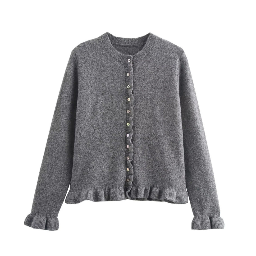 Stilla | Rynket Kvinders Cardigan med Knapper, Chic Laget Top