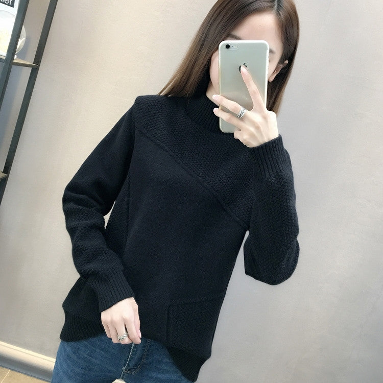 Kvinders højskulder pullover med tekstureret design Stilla