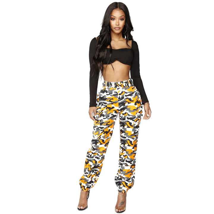 Dame Lækkert Crop-Top og elegant Chino-bukser med leopardmønster Stilla