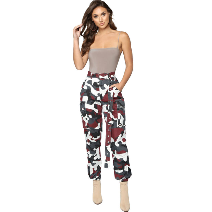 Dame Lækkert Crop-Top og elegant Chino-bukser med leopardmønster Stilla