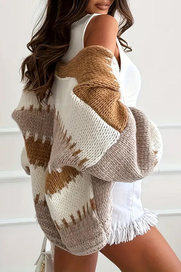 Stilla | Cozy Leisure Cardigan med Kontrasterende Sømdetaljer