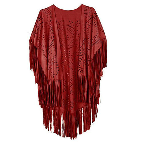 Kvinder Bohemian Frynse Kimono Jakke Stilla