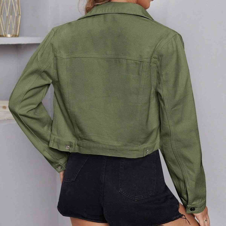 Stilla | Neck Langærmet Knap-down Denim Jakke