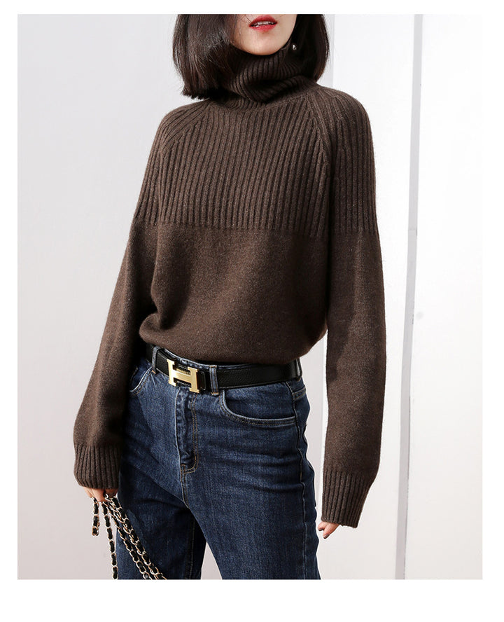 Damer strikket sweater med høj krave og ribbet tekstur Stilla