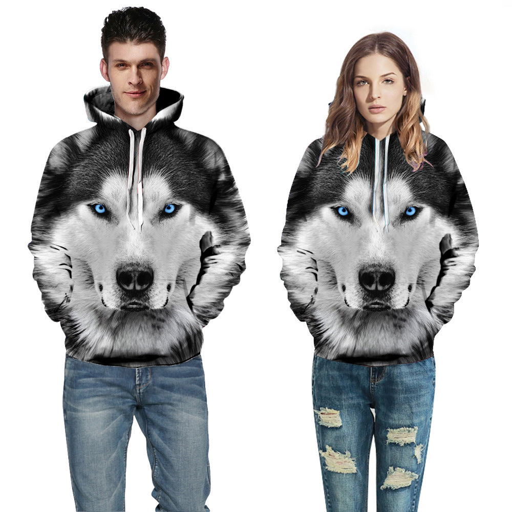 Herre hoodie med ulv motiv Stilla