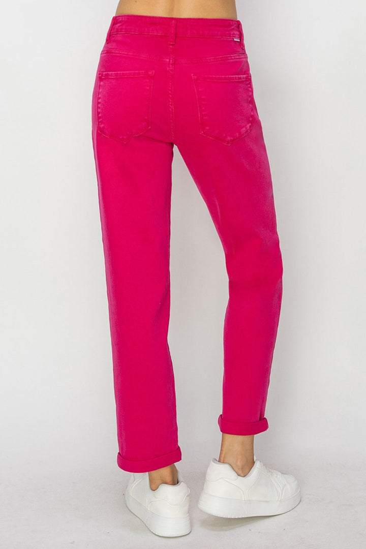 Stilla | Høj Talje Rullet Kant Lige Jeans