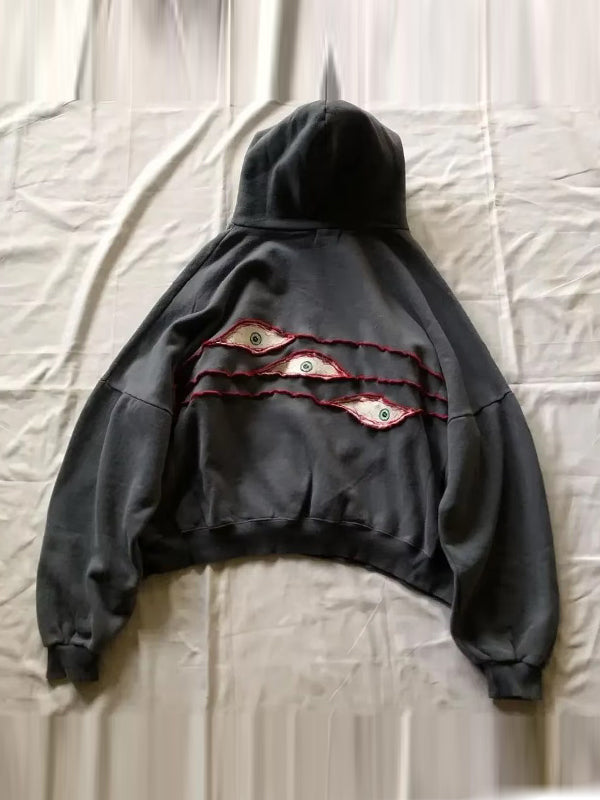 Stilla | Sorte Øjeprint Oversized Hoodie