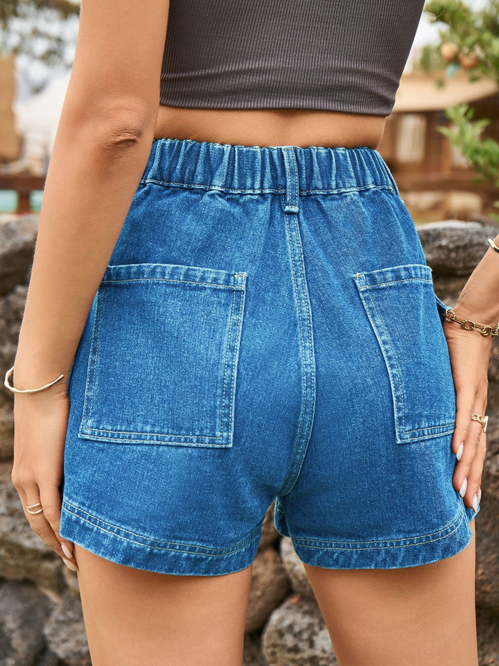 Stilla | Talje Denim Shorts med Lommer