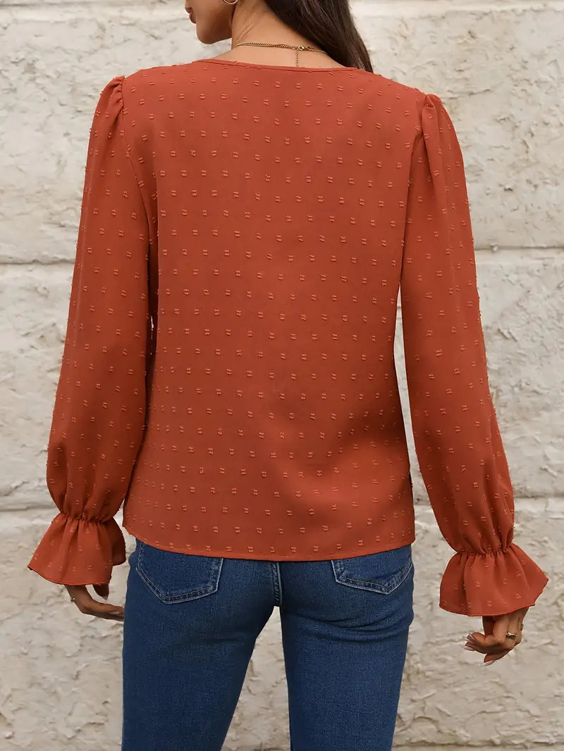 Stilla | Elegant Bluse Med V-Hals Og Lange Ærmer Highest