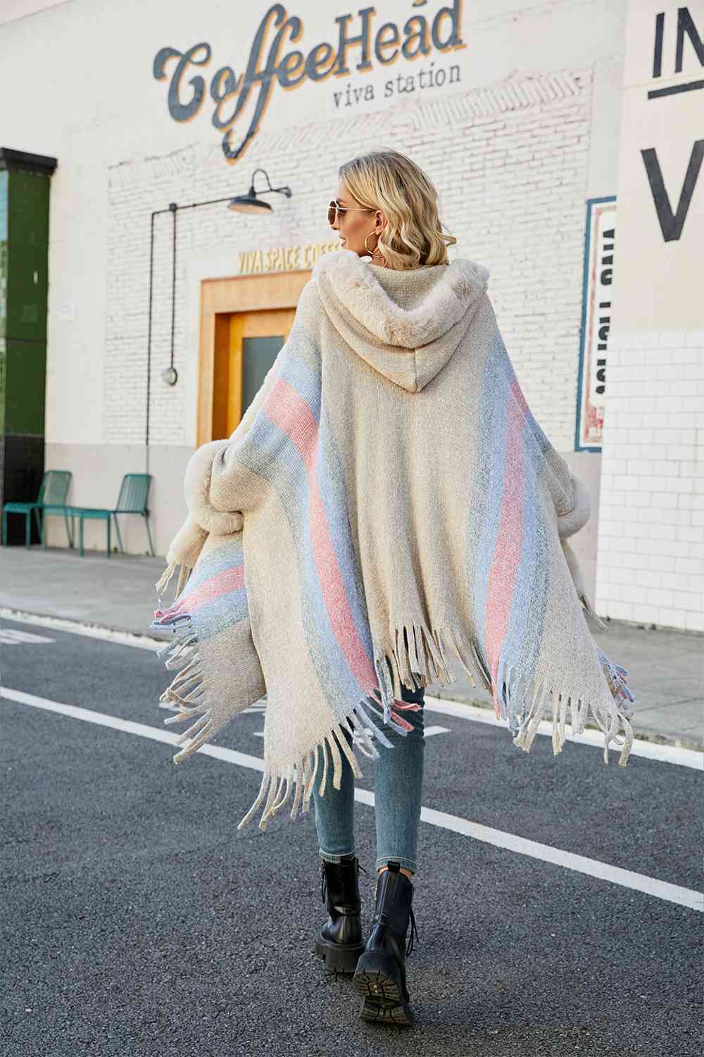 Stilla | Block Fringe Detail Poncho