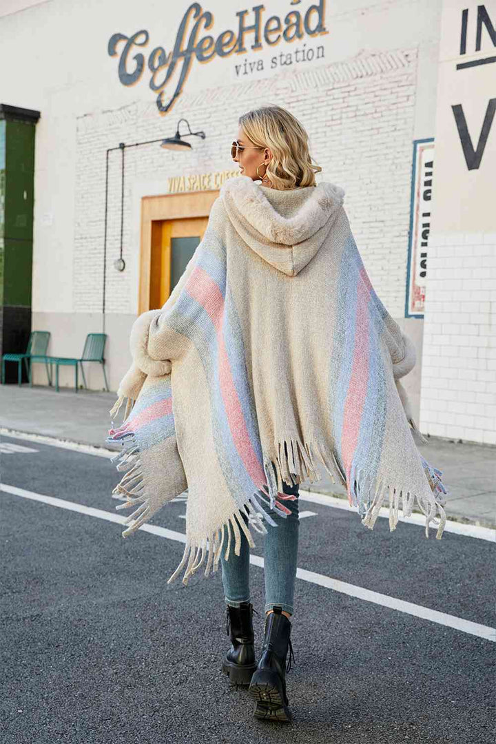 Stilla | Block Fringe Detail Poncho