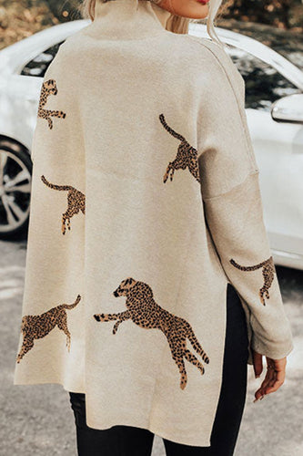 Stilla | Mønstret Mock Neck Langærmet Slids Sweater