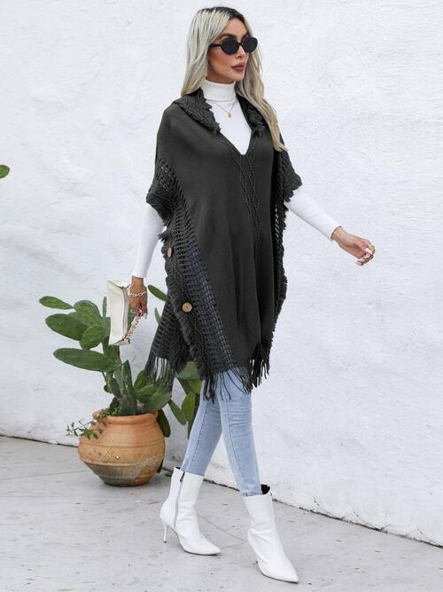 Stilla | Trim Knapperet Hætt Poncho