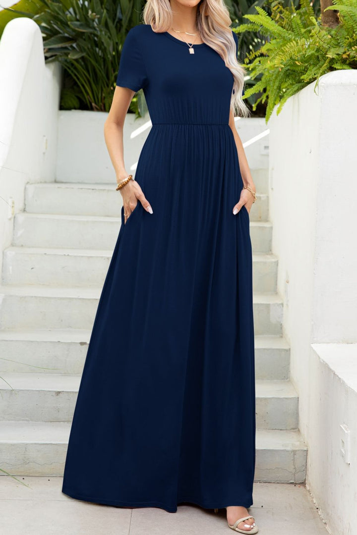 Stilla | Neck Maxi Tee Kjole Med Lommer