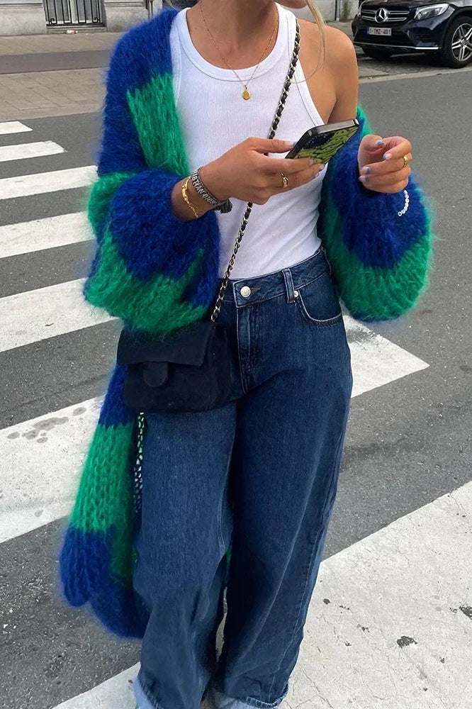 Stilla | stribet oversized strikcardigan