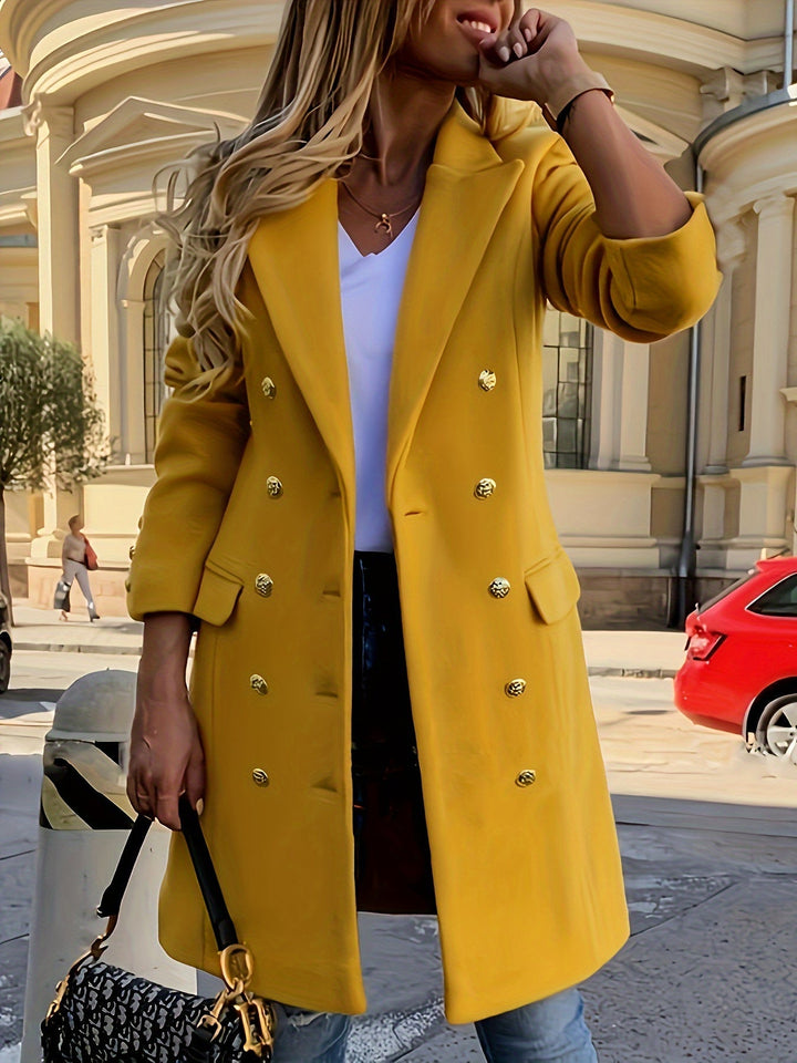 Stilla | Gul Dobbelt-lags Frakke - Stilfuld Efterårs-Overtøj