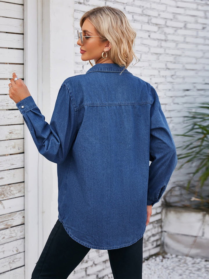 Stilla | Opkravede Hals Denim Jakke