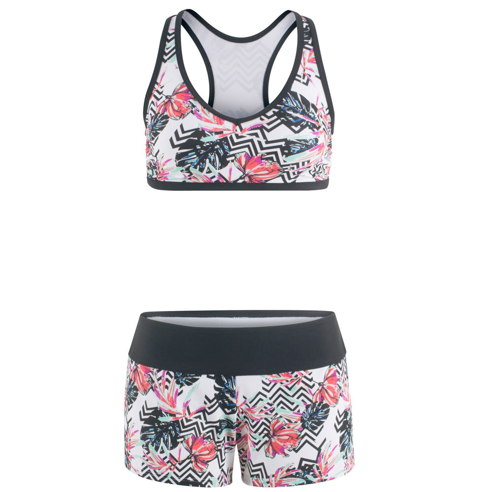 Dame Sport-Bikini-Sæt med stilfuld Crop-Top og Shorts Skovae