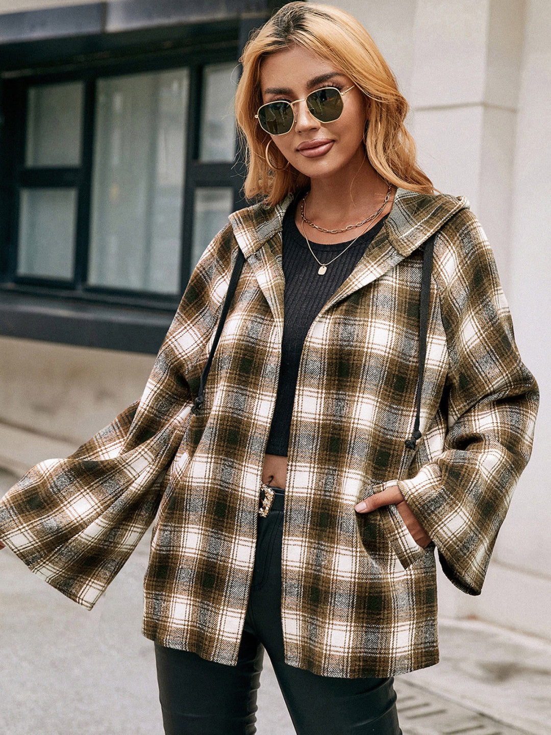 Stilla | Lane Pocketed Plaid Langærmet Hættetrøje