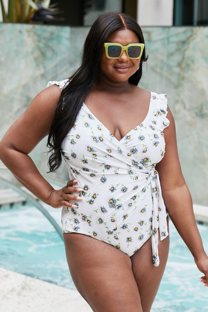 Stilla | West Swim Float on Ruffle Faux Wrap One-piece I Daisy Cream