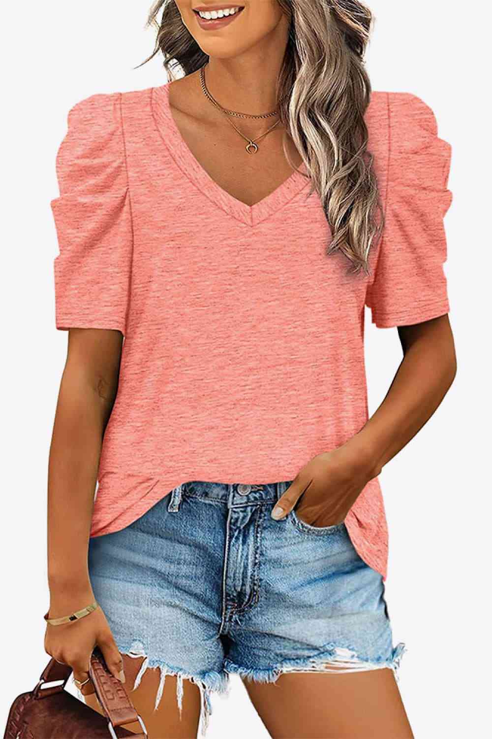 Stilla | Hals Puff Ermel T-shirt