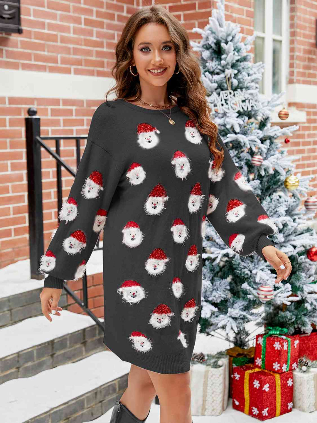 Stilla | Hals Droppet Skulder Sweater Kjole