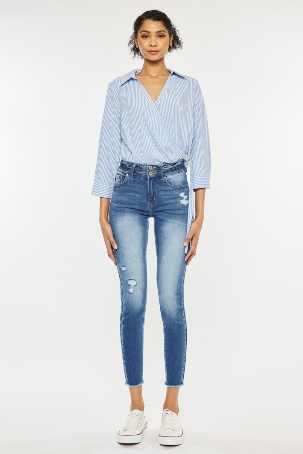 Stilla | Slidt rå kant høj talje jeans