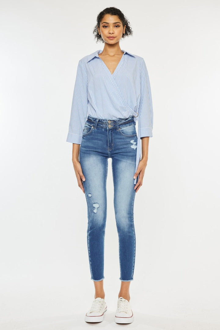 Stilla | Distressed Raw Hem Høj Talje Jeans